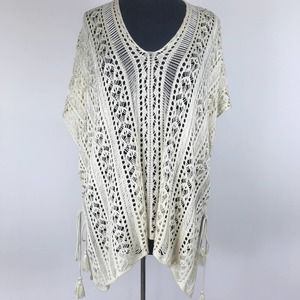 Crochet Knit Tunic Top One Size